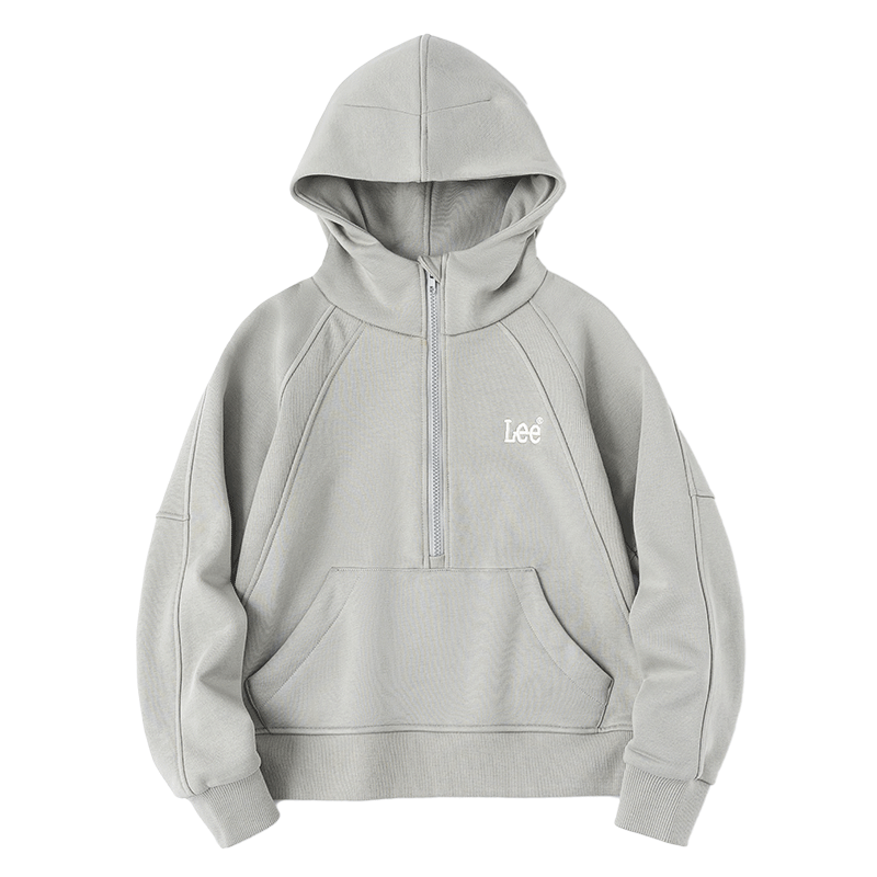 LEE KIDS Sweatshirt Fleece Lined Comfortable Hooded Long Sleeved Stylish Light Gray Teenagers