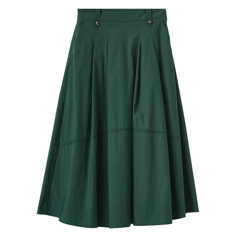 XIANGYING Casual Long Skirt Women's Green