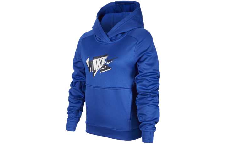 Nike Nike Sweatshirt Multi Color Block Letter Print Hooded Casual Fleece Lined Game Royal Blue Kids'