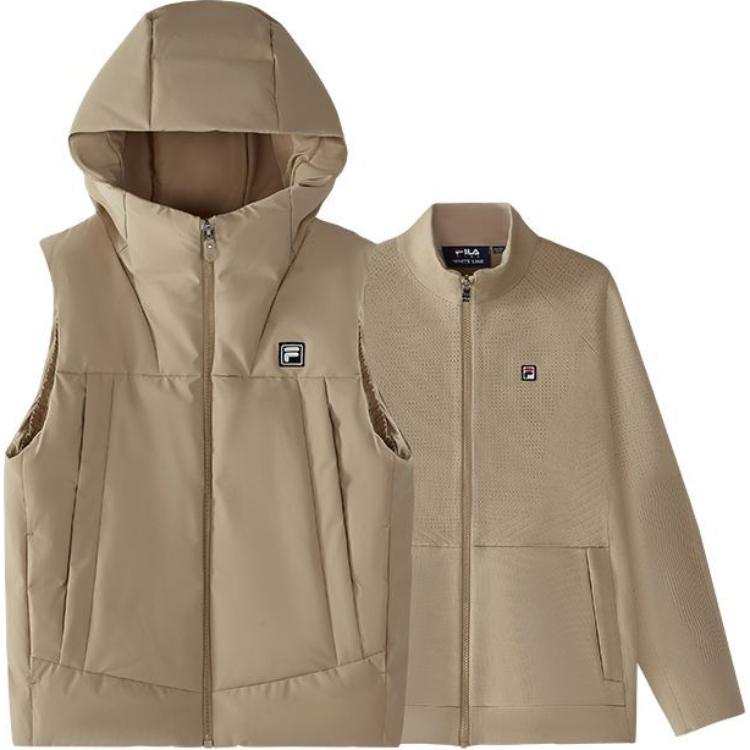 FILA KIDS Down Vest 2 Piece Set Light Brown Khaki Teenagers