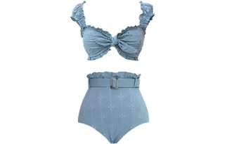 Visual Mood Two Piece Swimsuits Women's Blue Triangle Bikini
