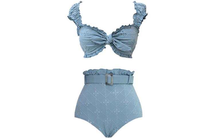 Visual Mood Two Piece Swimsuits Women's Blue Triangle Bikini