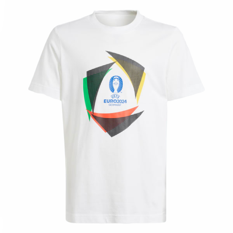 Adidas Adidas UEFA EURO24 T Shirt OFFICIAL EMBLEM BALL White Teenagers