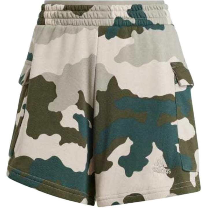 Adidas Adidas Women's Essentials 3 Stripes Camo Print Cargo Shorts Silver Pebble