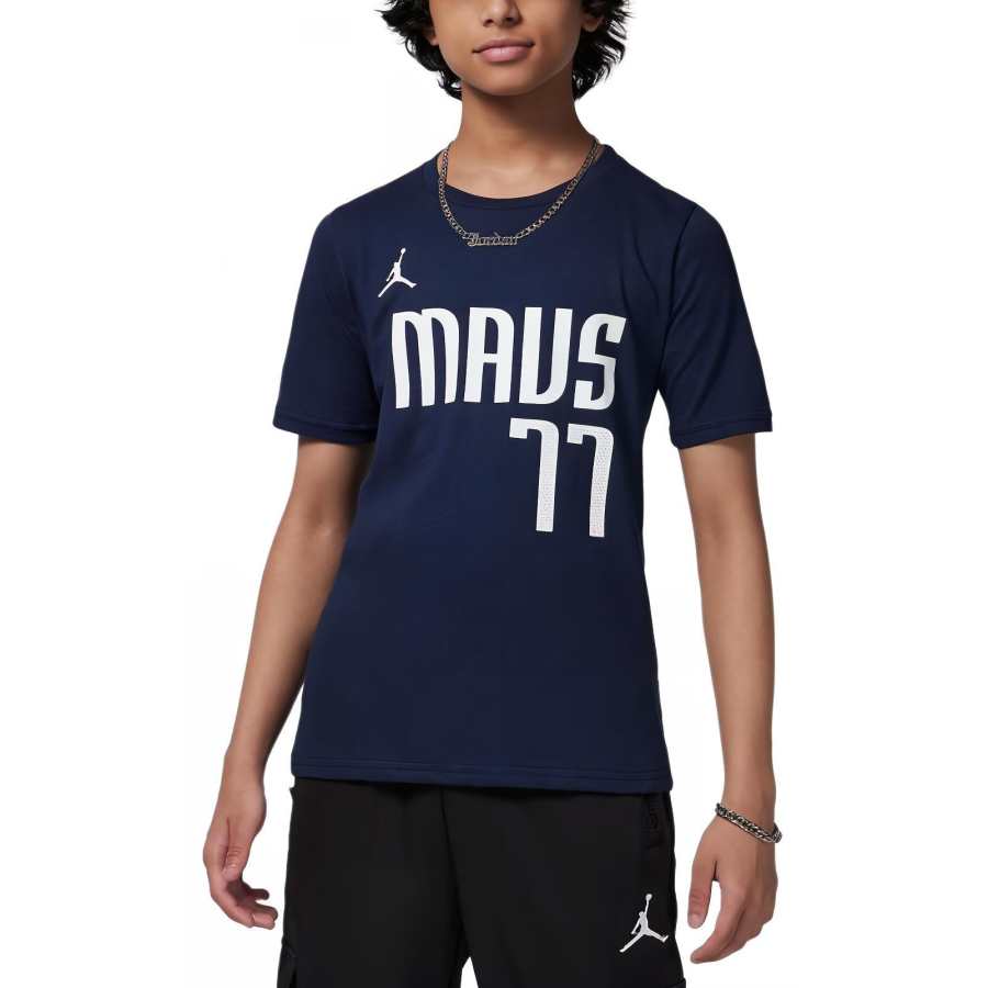 Jordan Jordan Dallas Mavericks Statement T Shirt Collegiate Marine Blue Teenagers
