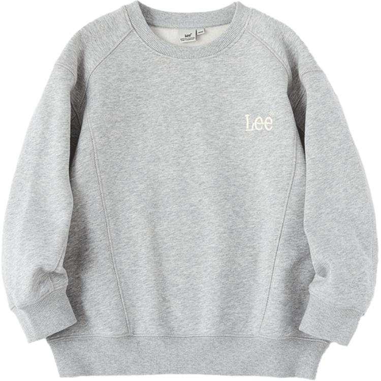 LEE KIDS Sweatshirt Thickened And Fleece Lined Loose Fit Crew Neck Long Sleeved Heather Gray Kids'