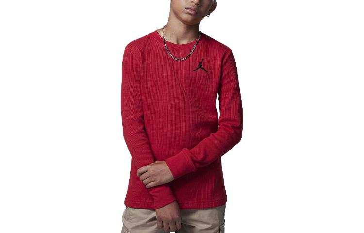 Jordan Jordan T Shirt MJ Essentials Waffle Knit Long Sleeve Tee Gym Red Kids'