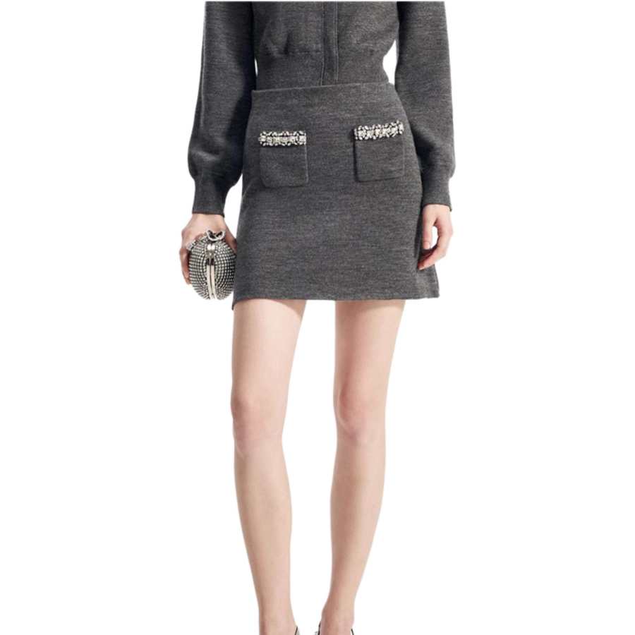 Self-portrait Self portrait Casual Short Skirts Women's Light Gray