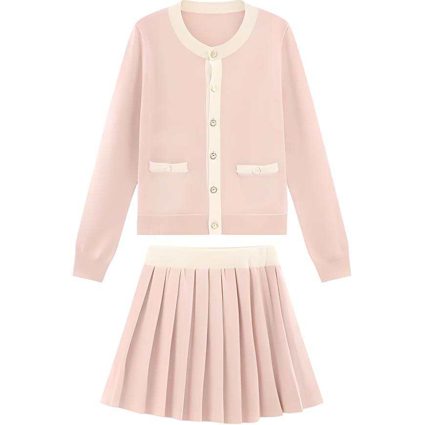 Cosyism Two Piece Skirt Sets Women's Crew Neck Moderate Short