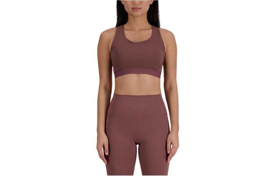 New Balance New Balance Sleek Medium Support Pocket Sports Bra Sports Underwear Women's Brick Red