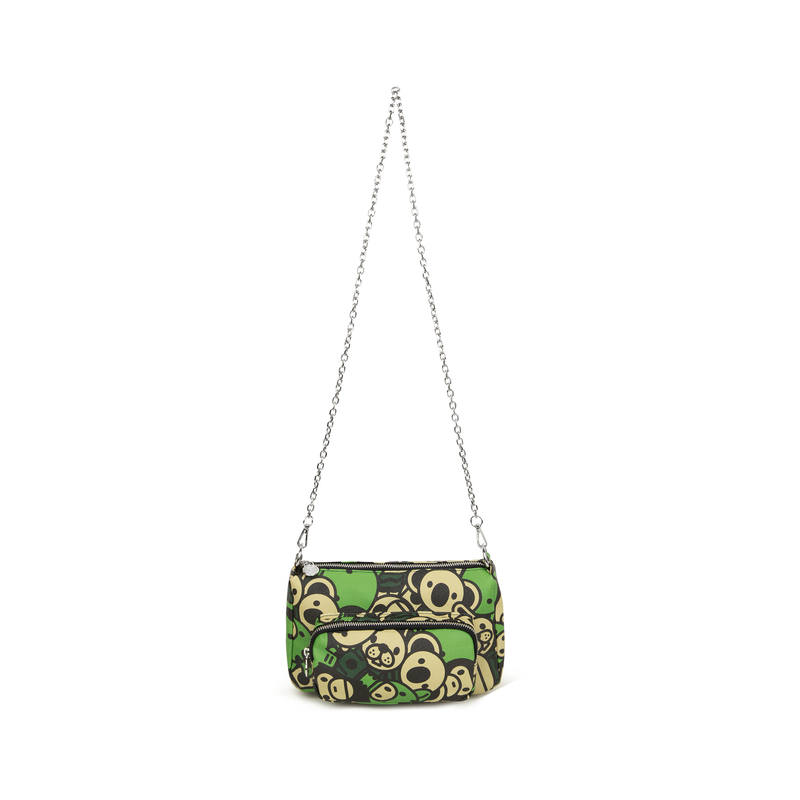 BABY MILO STORE BY A BATHING APE Cartoon Pattern Synthetic Leather Crossbody Bag Unisex Green