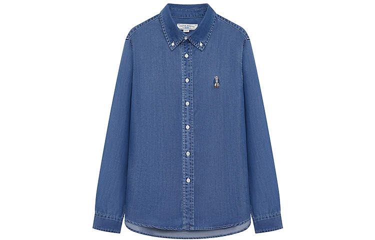 Teenie Weenie Men Shirts Unisex Medium Denim Lapel Moderate Other