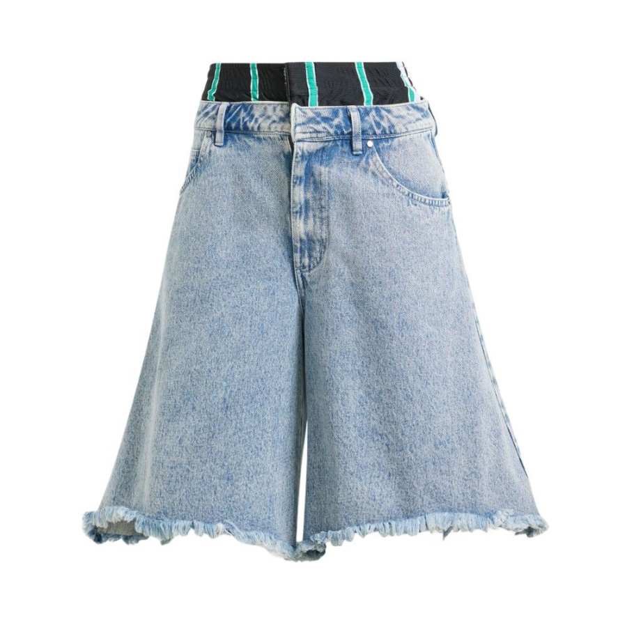 Adidas Originals KSENIA SCHNAIDER Track Pants Boxer Denim Shorts Women's Light Gray Blue