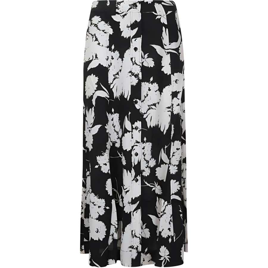 GANNI Floral Printed A Line Midi Skirt