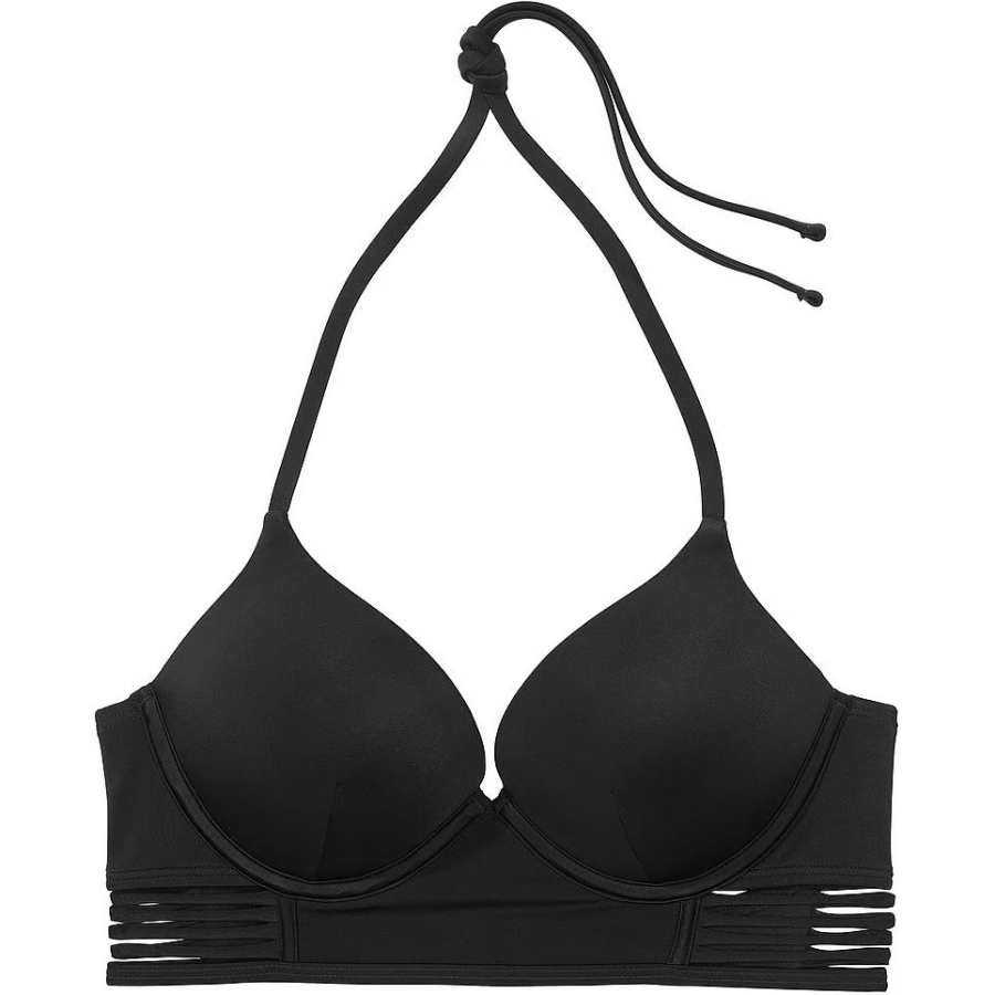 Victoria's Secret PINK Archives Swim Bombshell Push Up Longline Bikini Top/B Bikini Women's Black