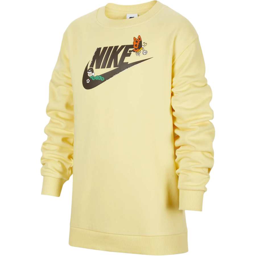 Nike Nike Sportswear Club Fleece Lined Crew Neck Sports Sweatshirt Soft Yellow Teenagers