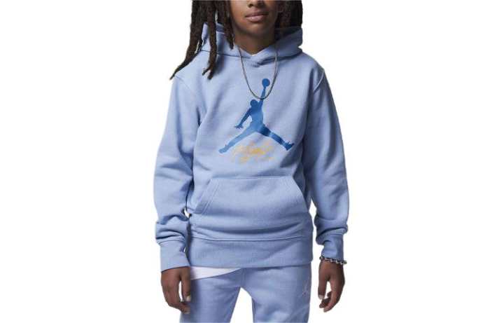 Jordan Jordan MJ Baseline Pullover Hoodie Sweatshirt Kids' Blue Gray