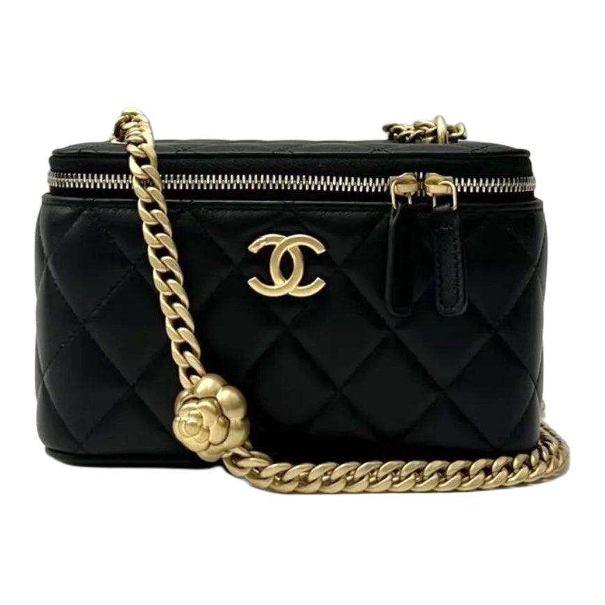CHANEL Sheepskin Material Gold Metal Crossbody Bag, Shoulder Bag Regular Women's Black