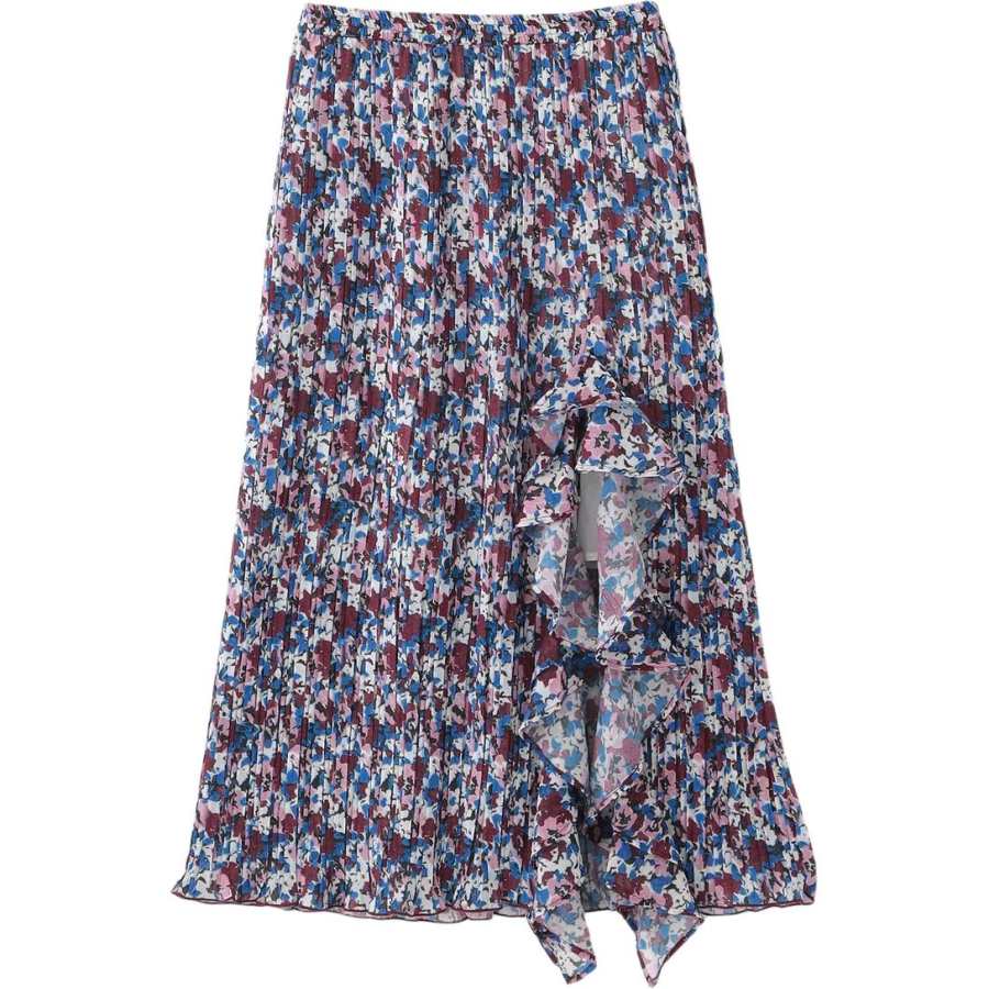 GANNI Floral Printed Ruffled Midi Skirt