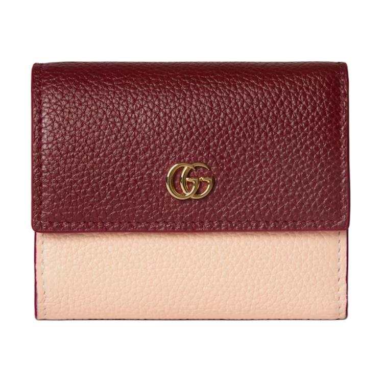 GUCCI GG Marmont Leather Wallet Mini Women's Red & Pink
