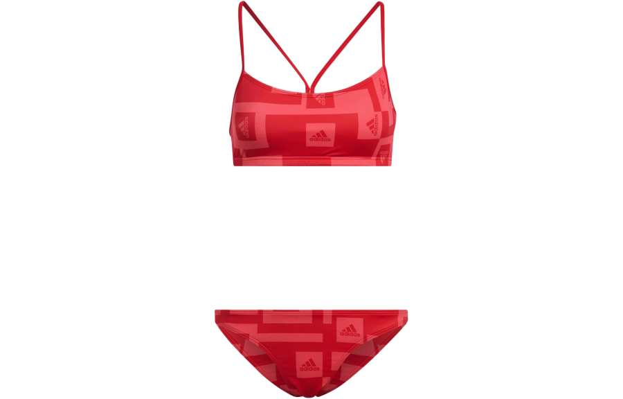 Adidas Adidas LOGO GRAPHIC BIKINI Two Piece Swimsuit Women's Swirl Neon Red/Bright Red