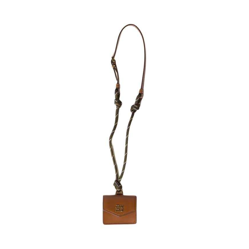 MIU MIU Leather Earphone Case Women's Brown