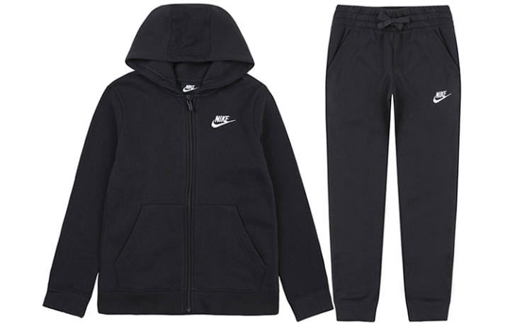 Nike Nike Casual Sportswear Kids' Apparel, Solid Color Fleece Lined Logo Embroidery Black Kids'