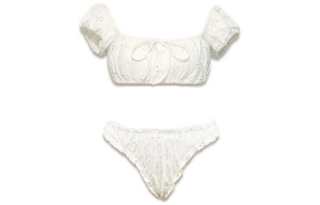 Visual Mood Two Piece Swimsuits Women's White Triangle Bikini