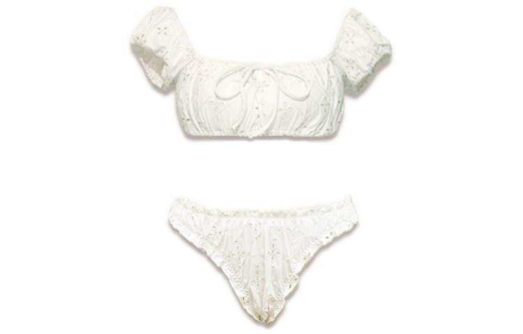 Visual Mood Two Piece Swimsuits Women's White Triangle Bikini