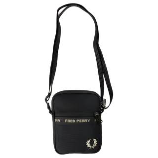 FRED PERRY Polyester Crossbody Bag, Shoulder Bag Unisex Black