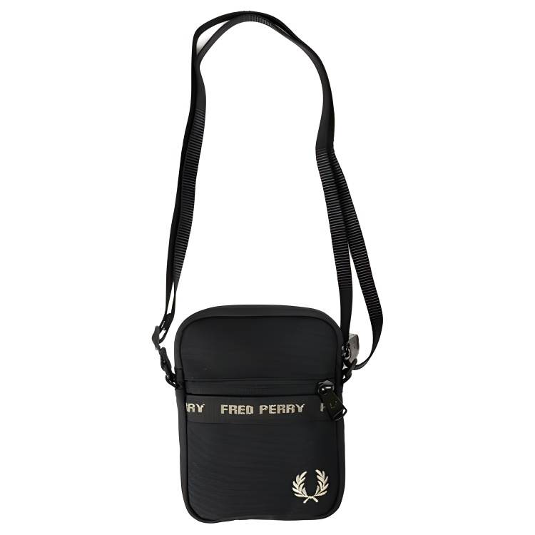 FRED PERRY Polyester Crossbody Bag, Shoulder Bag Unisex Black