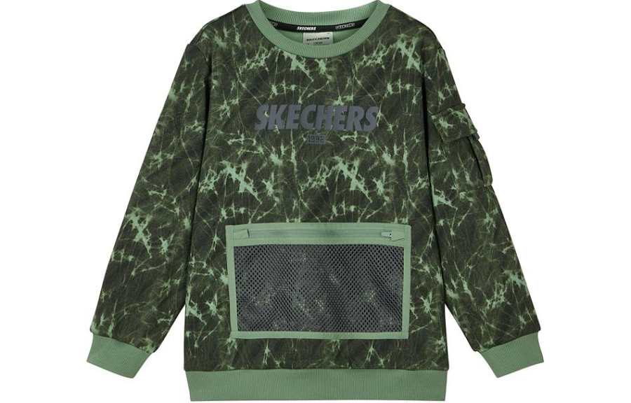 Skechers Sweatshirt Sports & Outdoors Garden Green With Stone Texture All Over Print Kids'