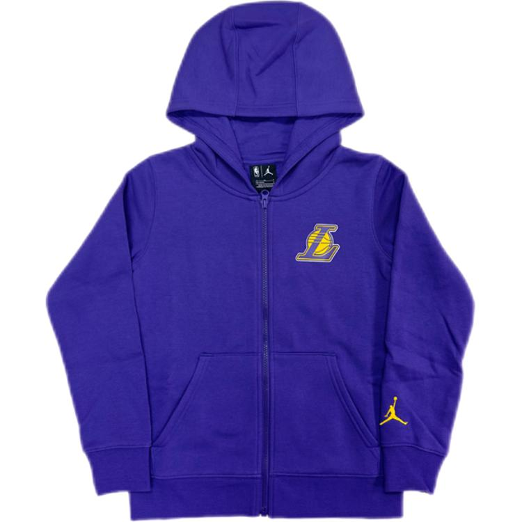 Jordan Jordan x NBA Sweatshirt Los Angeles Lakers, Fashion Minimalist Style Thermal Fleece Lined Hooded All over Purple Kids'