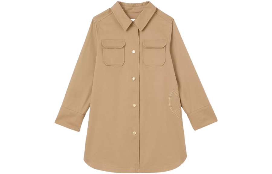 Burberry Long Sleeved Dress Girls, Beige Kids'