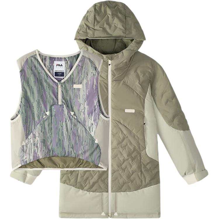 FILA KIDS Down Jacket 2 Piece Set Green Khaki Teenagers