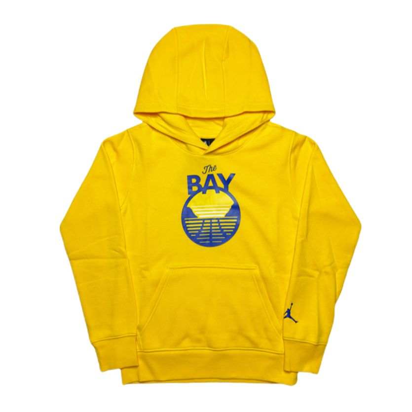 Jordan Jordan x NBA Sweatshirt Golden State Warriors Sports Fleece Lined Hooded Long Sleeved Yellow Teenagers
