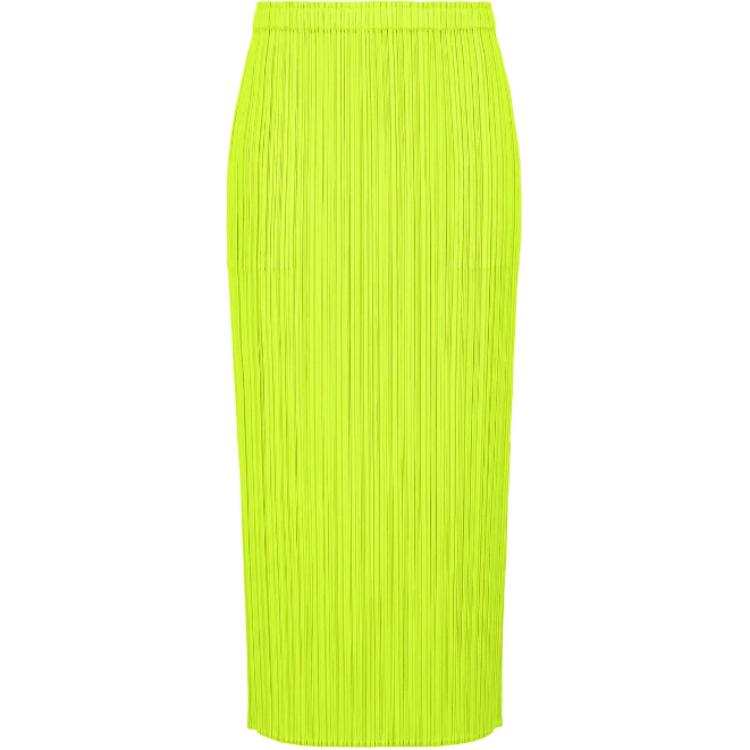 ISSEY MIYAKE SS24 Casual Long Skirt Women's Yellow Green