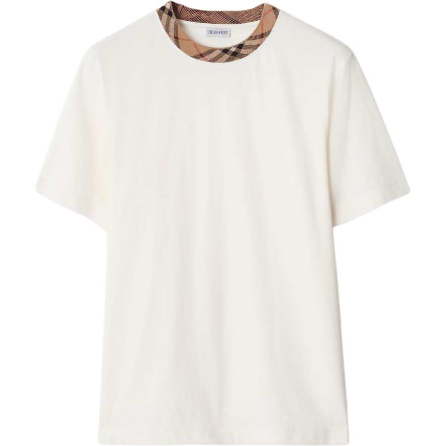 Burberry checked-trim cotton T-shirt