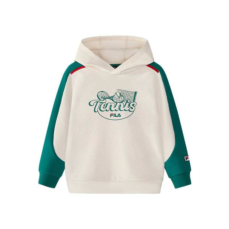 FILA KIDS Sweatshirt PERFORMANCE Collection, Fleece Lined Hooded Pullover Thermal Long Sleeved White