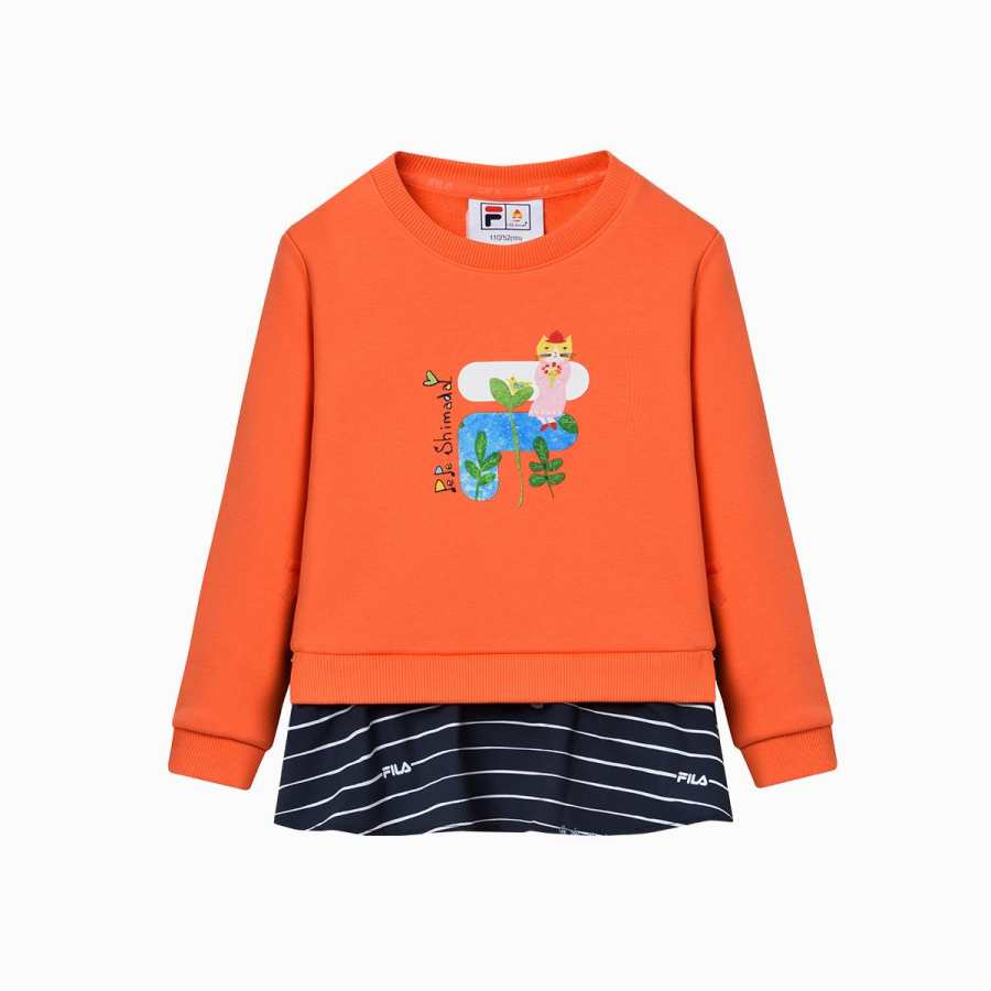 FILA KIDS x Pepe Shimada Sweatshirt Bright Red Orange Children Aged 3 7 Years Old