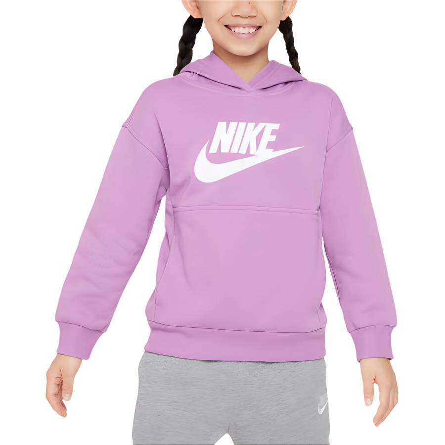 Nike Nike Kids' Apparel, Letter Hooded Casual Pullover Fleece Lined Sweatshirt Kids' Rush Purple Red