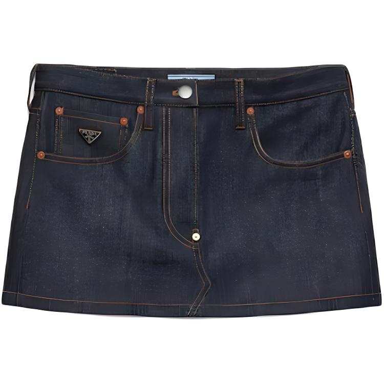 PRADA PRADA Logo-Patch Denim Mini Skirt