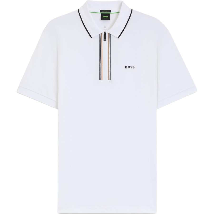 Hugo Boss logo-appliqué zip-up polo shirt
