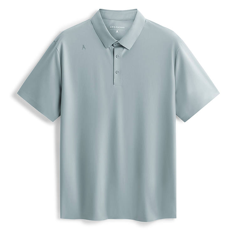 PEACEBIRD MEN Polo Shirts Men's Frost White Green 1 Polo Collar Moderate Straight Fit