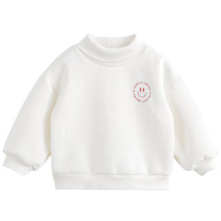 MARC&JANIE Sweatshirt Half Turtleneck Smiley Face Print Casual Fleece Lined Long Sleeved Kids'