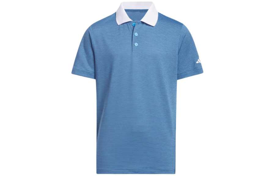 Adidas Adidas Kids' Top Kids' Apparel Ottoman Striped Short Sleeve Polo Shirt Marine Blue Kids'
