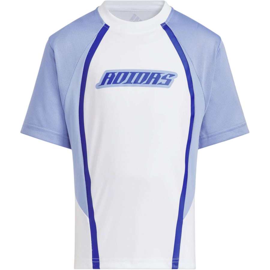 Adidas Adidas T Shirt SPORTSWEAR SHORT SLEEVE T SHIRT White/Blue Children Aged 3 7 Years Old