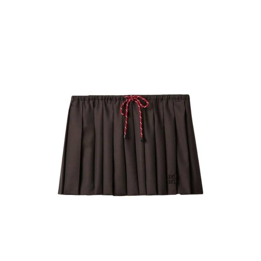 MIU MIU MIU MIU Drawstring Pleated Mini Skirt