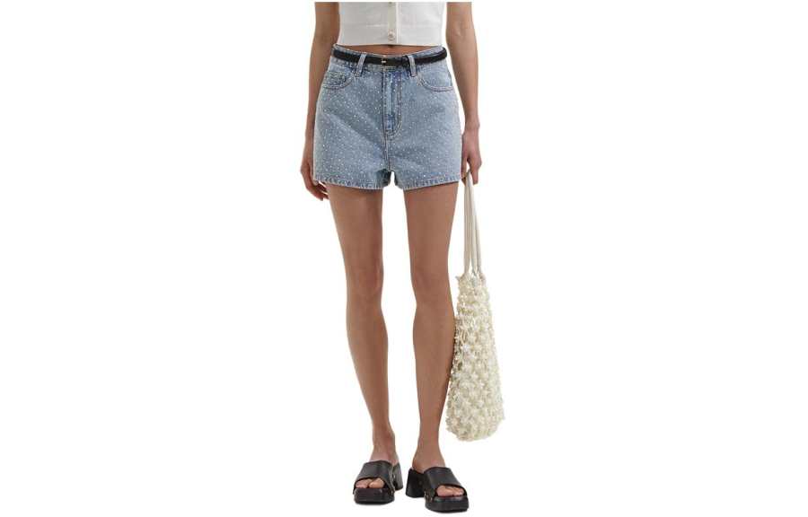 Self-portrait Self portrait Denim Shorts Women's Light Denim Blue