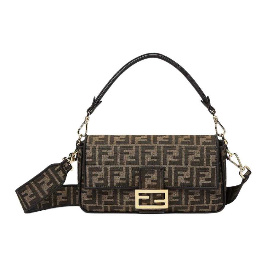 FENDI Baguette Polyester One Shoulder Handbag Medium Women's Brown